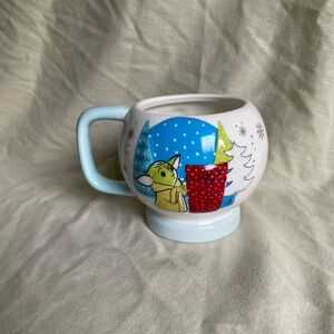NEW Baby Yoda Mug Hand Painted Mandalorian Snowman Snow Flakes Trees Star Wars